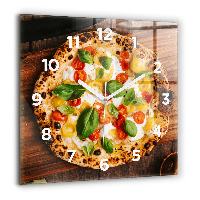 Pendule carrée en verre 60x60 cm Pizza italienne