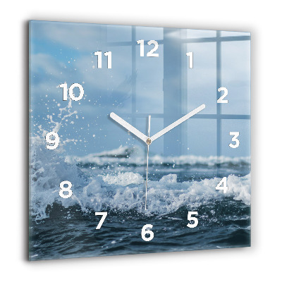Horloge carrée en verre 60x60 cm Photographie de vagues