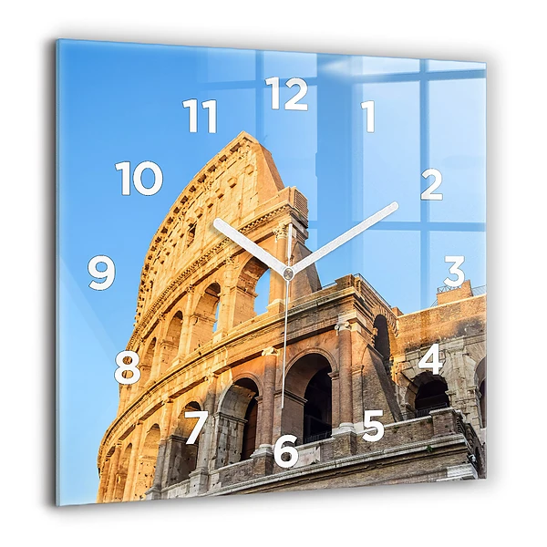 Horloge carrée en verre 60x60 cm Colisée de Rome