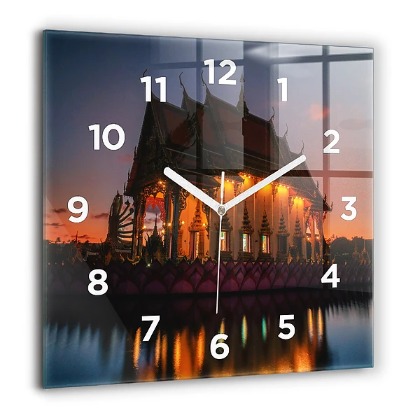 Horloge murale carrée 60x60 cm Temple à Bangkok