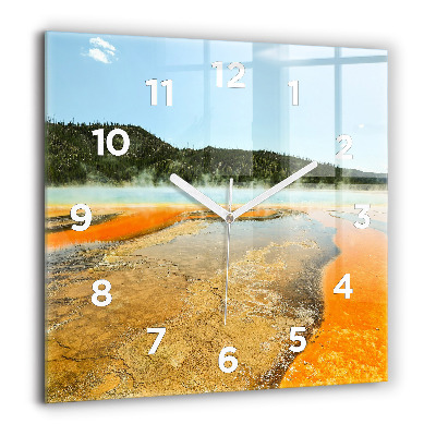 Horloge murale carrée 60x60 cm Lac avec montagnes