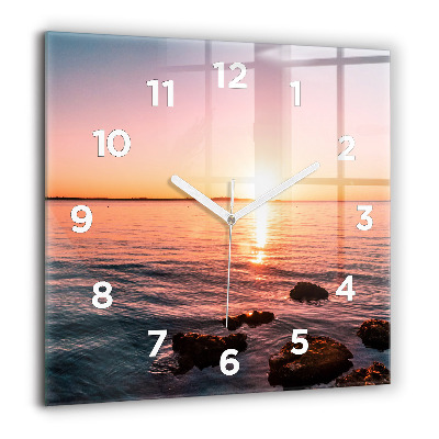 Horloge murale carrée 60x60 cm Rochers au coucher du soleil