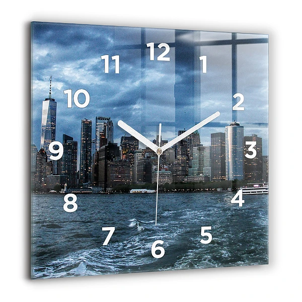 Pendule carrée en verre 60x60 cm Panorama New York