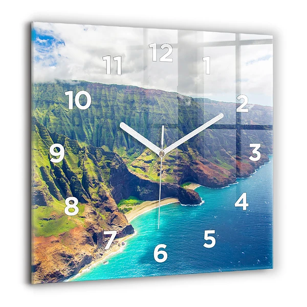 Horloge murale carrée 60x60 cm Mer à Hawaï