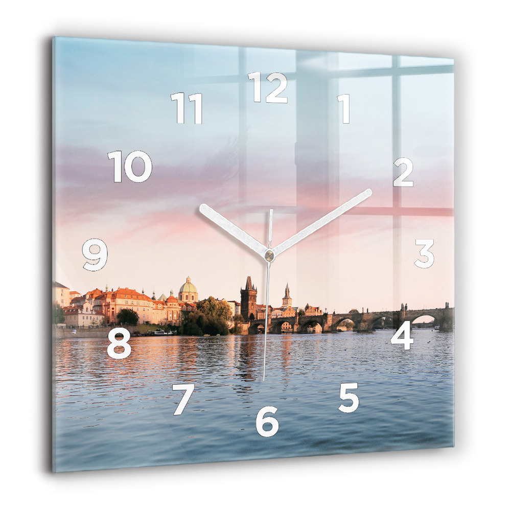 Pendule carrée en verre 60x60 cm Pont Charles à Prague