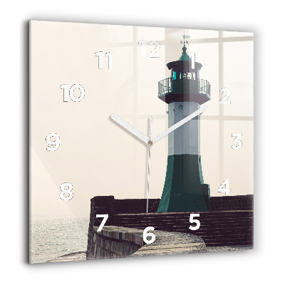 Horloge murale carrée 60x60 cm Phare et mer