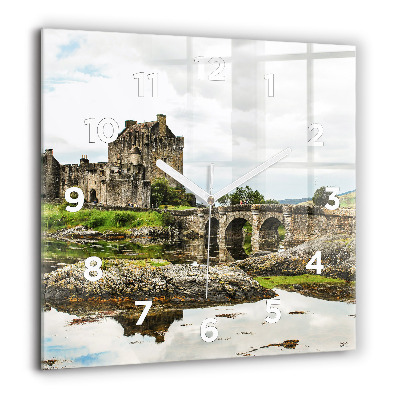 Horloge carrée en verre 60x60 cm Château d'Eilean Donan en Écosse