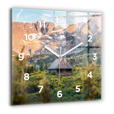 Pendule carrée en verre 60x60 cm Chalet dans les Tatras