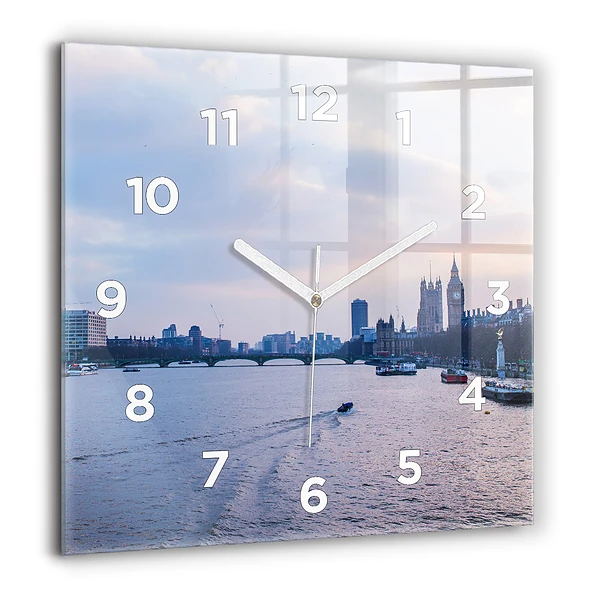 Pendule carrée en verre 60x60 cm Panorama de la ville avec le London Eye