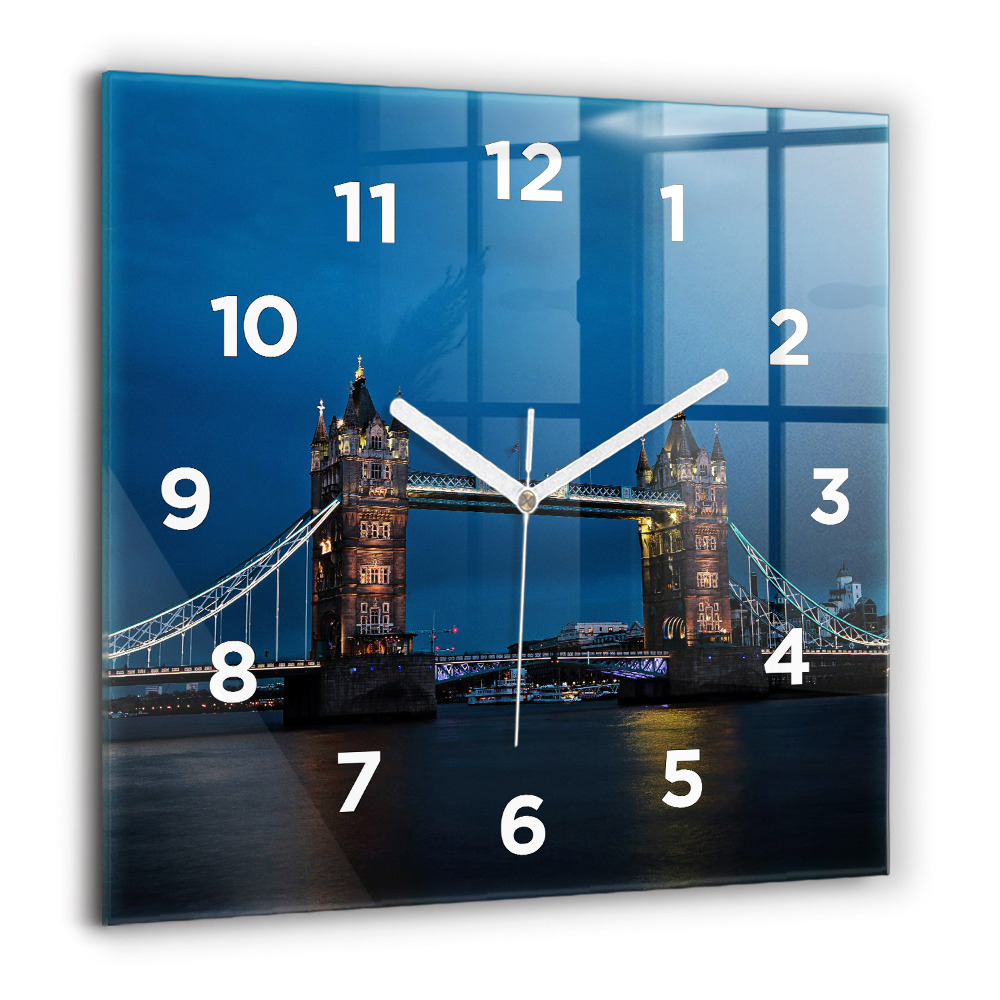 Pendule carrée en verre 60x60 cm Tower Bridge Londres la nuit