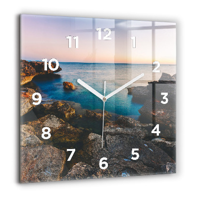 Horloge carrée en verre 60x60 cm Paysage marin