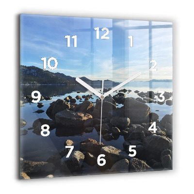 Horloge carrée en verre 60x60 cm Vue sur la mer