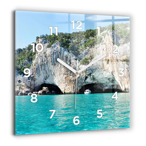 Horloge carrée en verre 60x60 cm Grotte sous-marine