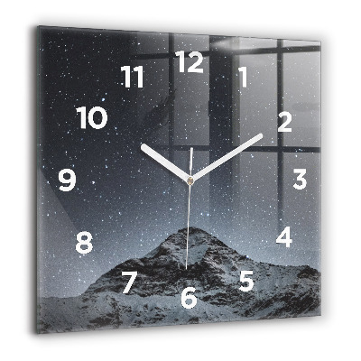Horloge murale carrée 60x60 cm Montagne sous les étoiles
