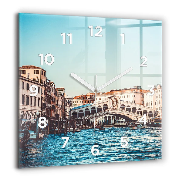 Horloge murale carrée 60x60 cm Le pont du Rialto à Venise