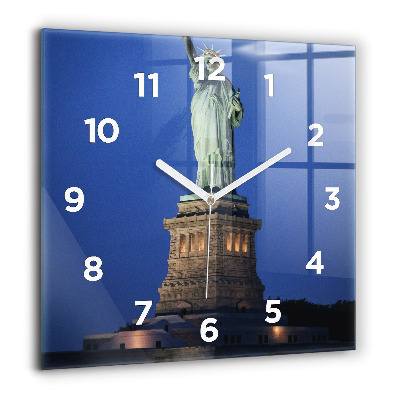 Pendule carrée en verre 60x60 cm Statue de la Liberté à New York