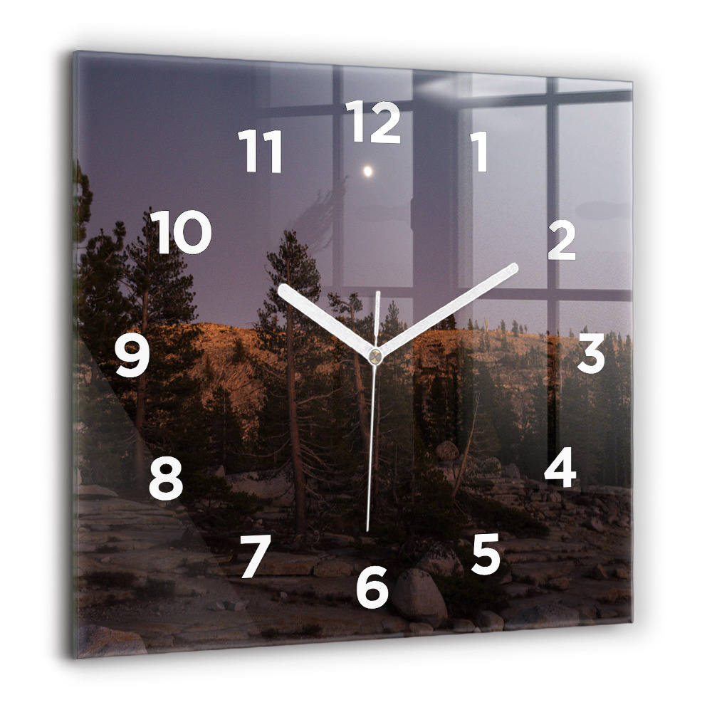 Pendule carrée en verre 60x60 cm Route caillouteuse de Yosemite