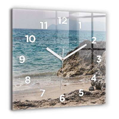 Horloge murale carrée 60x60 cm Vue de la mer Méditerranée