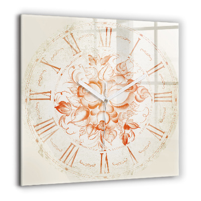 Pendule carrée en verre 60x60 cm Motif romain