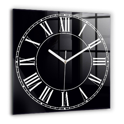 Horloge murale carrée 60x60 cm Chiffres romains noirs