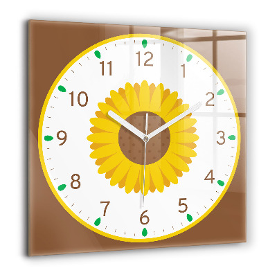 Pendule carrée en verre 60x60 cm Tournesol