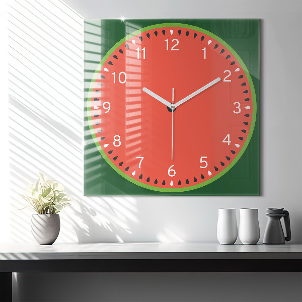 Horloge murale carrée 60x60 cm Melon d'eau sucré