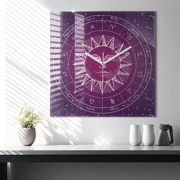 Horloge murale carrée 60x60 cm Les constellations du zodiaque