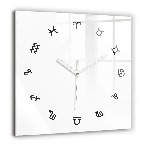Pendule carrée en verre 60x60 cm Zodiaques minimalistes