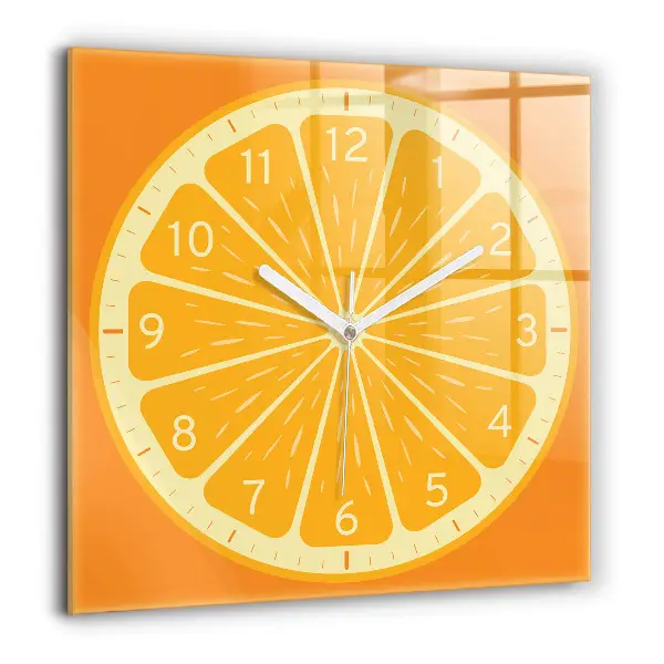 Horloge murale carrée 60x60 cm Orange juteuse