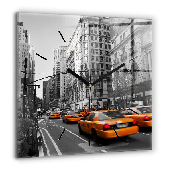 Horloge carrée en verre 60x60 cm Manhattan et taxis