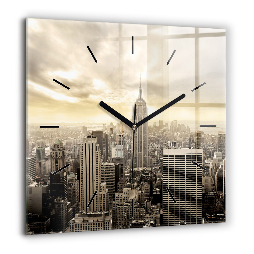 Pendule carrée en verre 60x60 cm Tours à New York