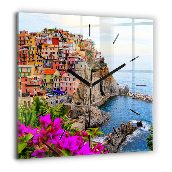 Pendule carrée en verre 60x60 cm Côte des Cinque Terre
