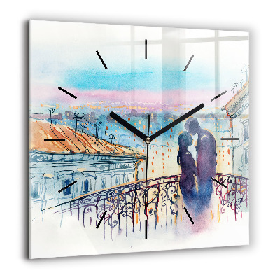 Horloge murale carrée 60x60 cm Personnes sur aquarelle