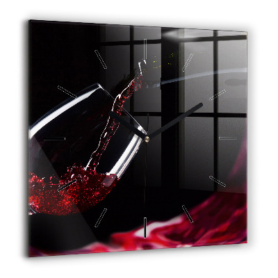 Horloge carrée en verre 60x60 cm Vin rouge
