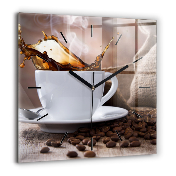 Horloge murale carrée 60x60 cm Tasse de café