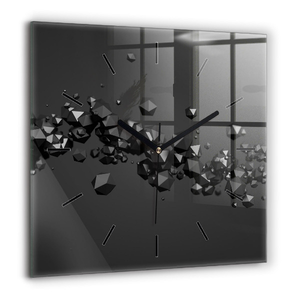 Pendule carrée en verre 60x60 cm Abstraction noire