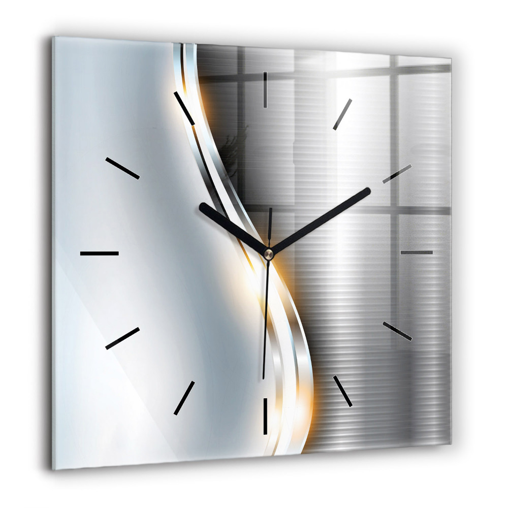 Pendule carrée en verre 60x60 cm Abstraction métallique