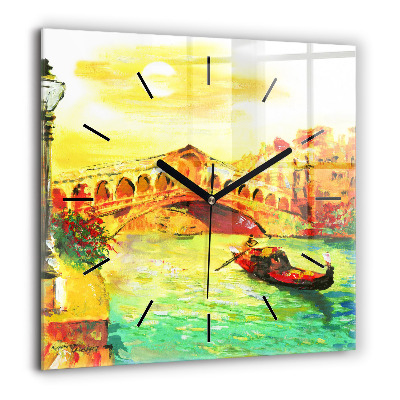 Horloge murale carrée 60x60 cm Pont du Rialto à Venise