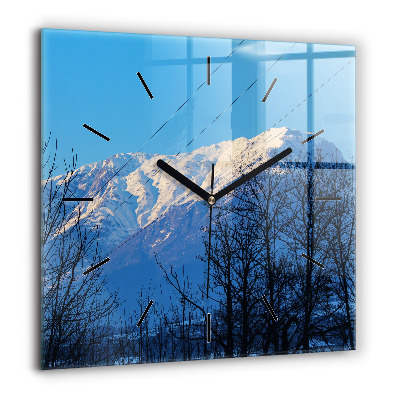 Horloge murale carrée 60x60 cm Vue de la montagne