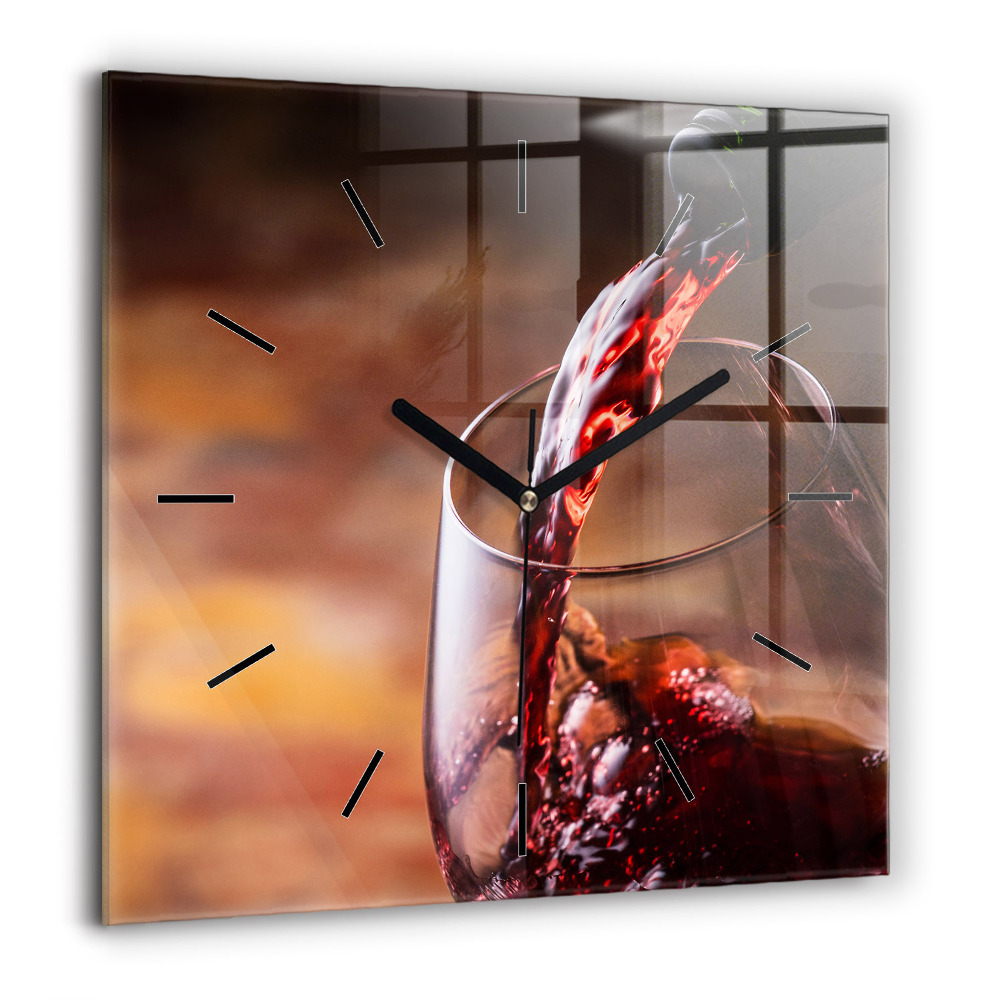 Pendule carrée en verre 60x60 cm Verre de vin rouge