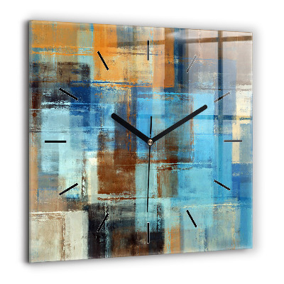 Horloge carrée en verre 60x60 cm Fond coloré - abstrait