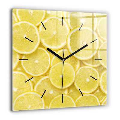 Pendule carrée en verre 60x60 cm Tranches de citron