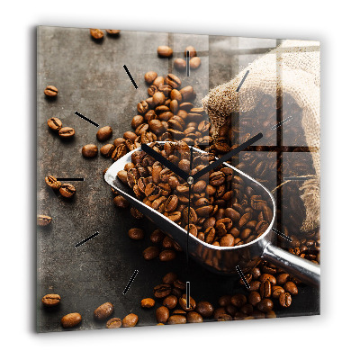 Pendule carrée en verre 60x60 cm Sac de grains de café