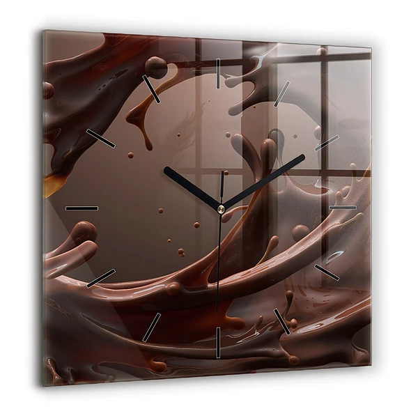 Pendule carrée en verre 60x60 cm Vagues de cacao