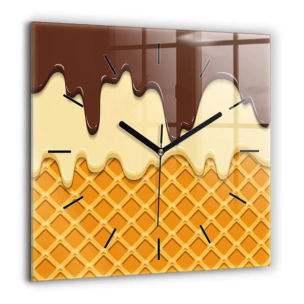 Horloge murale carrée 60x60 cm Gaufre et glace