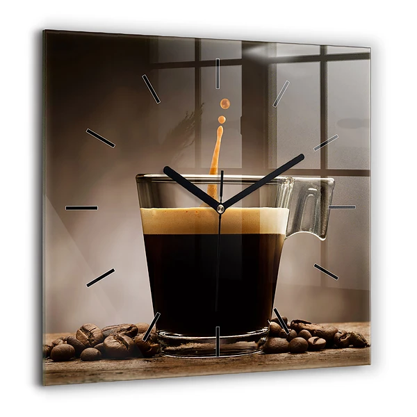 Pendule carrée en verre 60x60 cm Tasse de café
