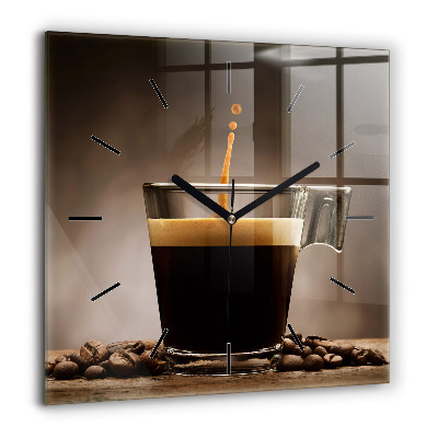 Pendule carrée en verre 60x60 cm Tasse de café