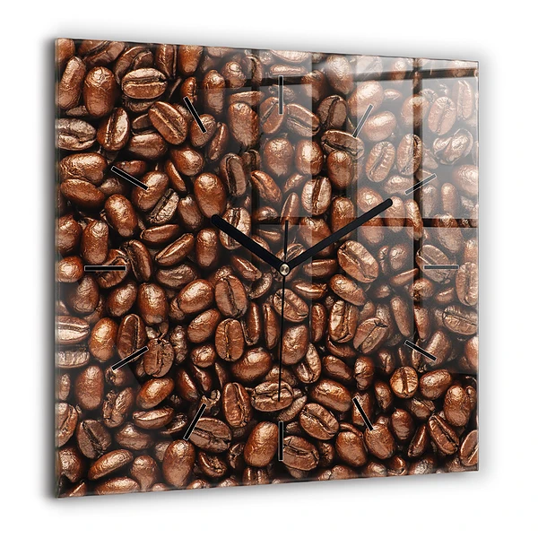 Horloge carrée en verre 60x60 cm Grains de café