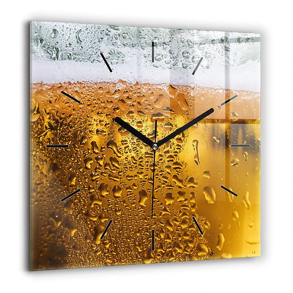 Horloge carrée en verre 60x60 cm Tasse à bière