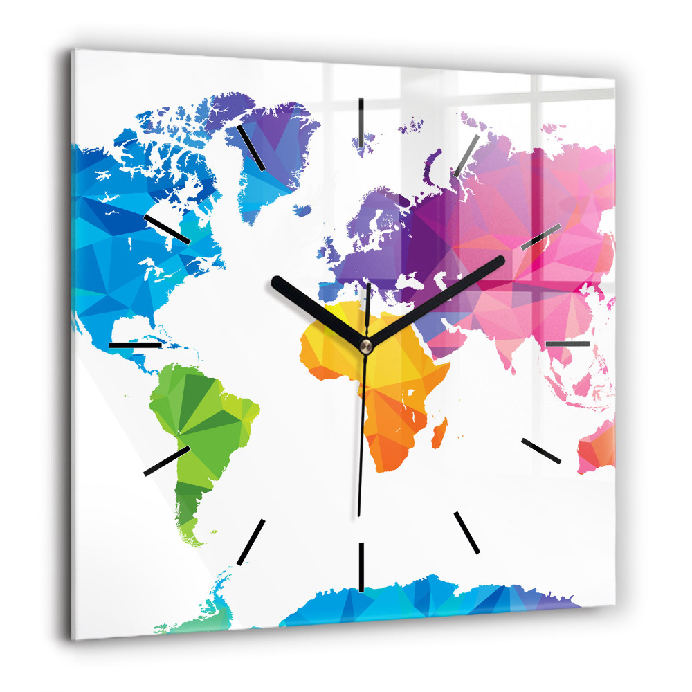 Horloge murale carrée 60x60 cm Carte du monde abstraite